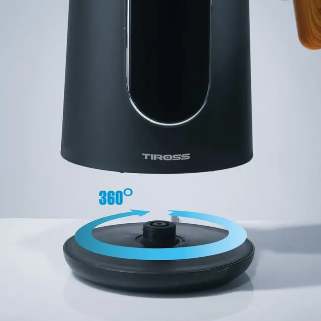 TIROSS Waterkoker 1,7 l met temperatuurregeling en houtlook ontwerp