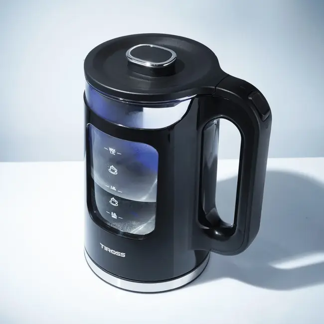 TIROSS Glazen waterkoker 1,7 l met blauwe ledverlichting en droogkookbeveiliging