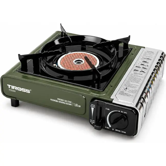 TIROSS Campingkooktoestel met keramische kookplaat 1,65 kW in koffer