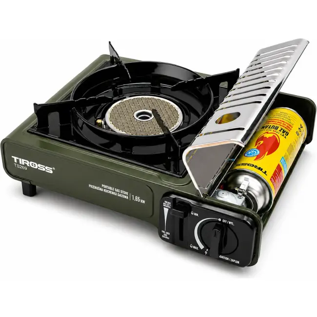 TIROSS Campingkooktoestel met keramische kookplaat 1,65 kW in koffer
