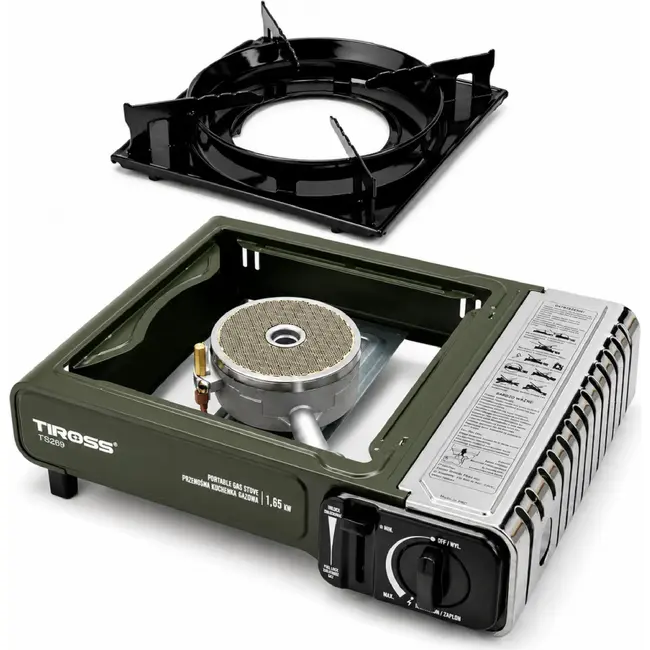 TIROSS Campingkooktoestel met keramische kookplaat 1,65 kW in koffer