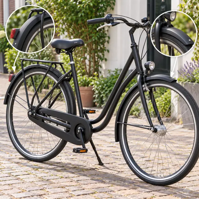 Falkx Spatbordenset 28 x 1 5/8 x 1 3/8 mat zwart voor voor- en achterwiel op passende 28 inch fietsen