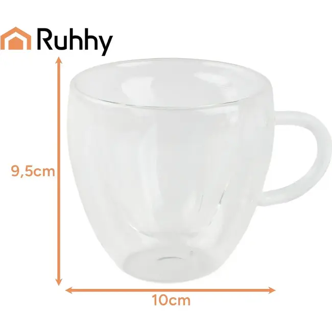Ruhhy Hartvormig Glas - Dubbelwandig - Borosilicaat - 240 ml