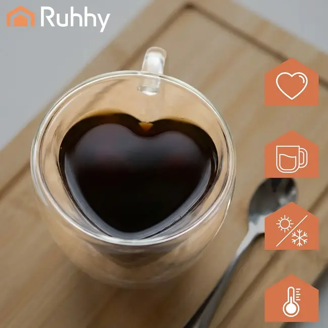Ruhhy Hartvormig Glas - Dubbelwandig - Borosilicaat - 240 ml