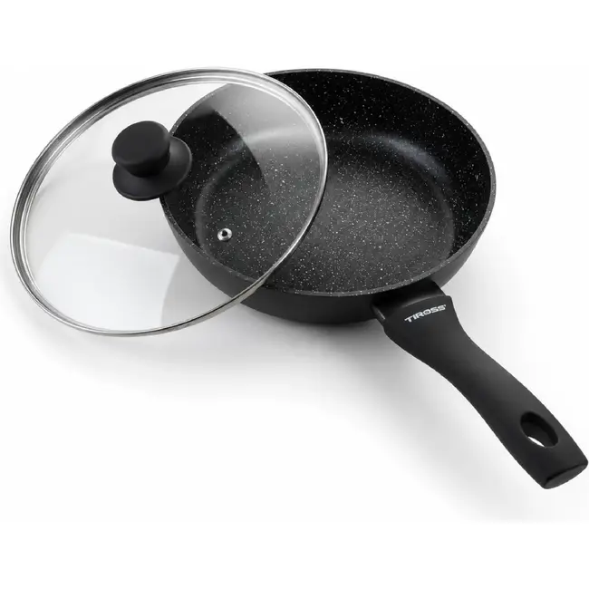 TIROSS Granieten koekenpan 26 cm met GREBLON laag en deksel