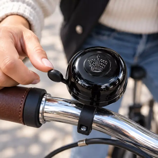 Falkx Fietsbel zwart - klassieke ronde fietsbel met zwart hendeltje voor montage op fietsstuur