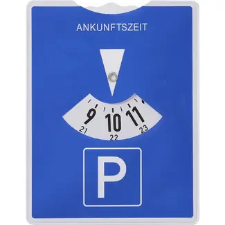 ProPlus Parkeerschijf kunststof 15 x 11 cm blauw met Duitse aankomsttijd en draaibare tijdsaanduiding