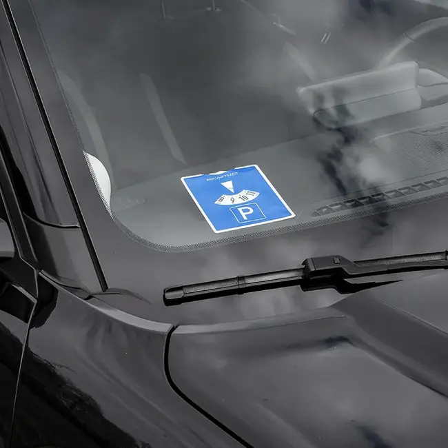 ProPlus Parkeerschijf kunststof 15 x 11 cm blauw met Duitse aankomsttijd en draaibare tijdsaanduiding