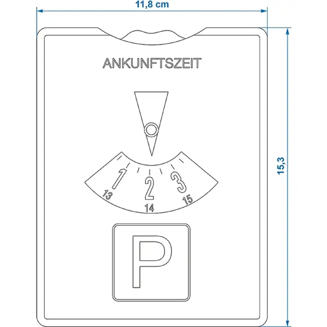 ProPlus Parkeerschijf kunststof 15 x 11 cm blauw met Duitse aankomsttijd en draaibare tijdsaanduiding