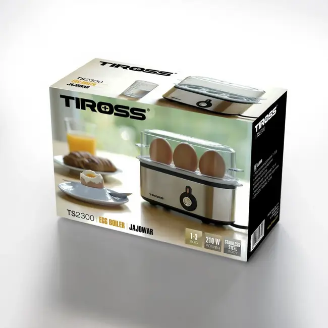 TIROSS Eierkoker voor 3 eieren met automatische uitschakeling 210 W