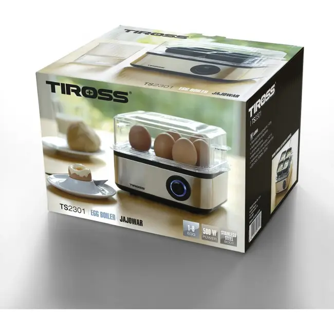 TIROSS Eierkoker voor 8 eieren met automatische uitschakeling 500 W