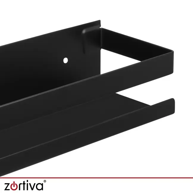 Zortiva Badkamerplank 50 cm - Zwart RVS wandrek met opstaande rand en draagvermogen tot 10 kg