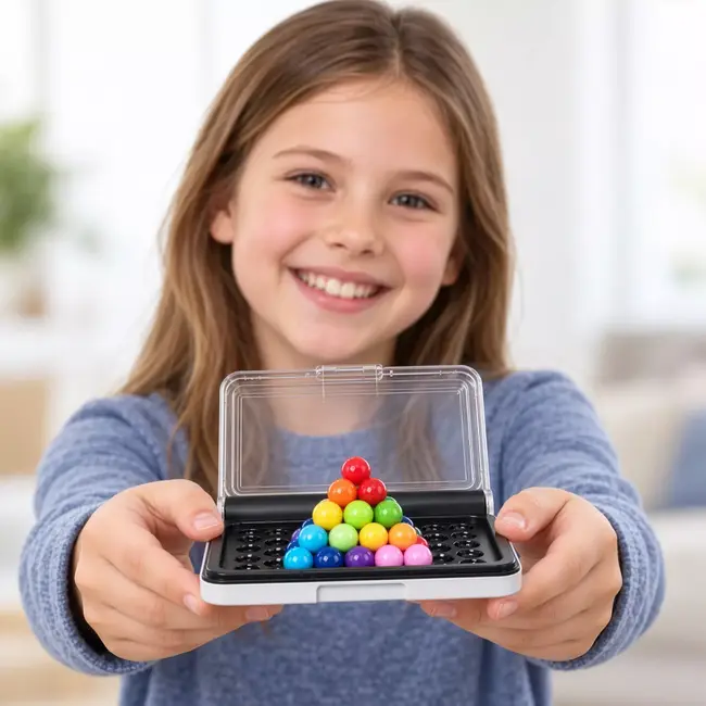 Kruzzel Logicaspel met gekleurde balletjes - Puzzelbord met openingen en handig afsluitbaar deksel