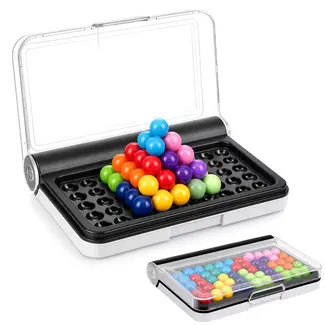 Kruzzel Logicaspel met gekleurde balletjes - Puzzelbord met openingen en handig afsluitbaar deksel