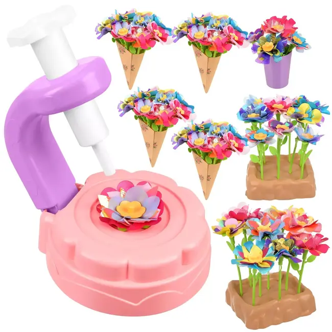 Kruzzel Creatieve set voor 3D-bloemen - Bloemenmaker met ruim 90 gekleurde bloemblaadjes en een vaas