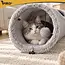 Purlov Kattentunnel 120 x 25 cm - Met 2 zijopeningen, ritselstof en hangend pluche speelballetje