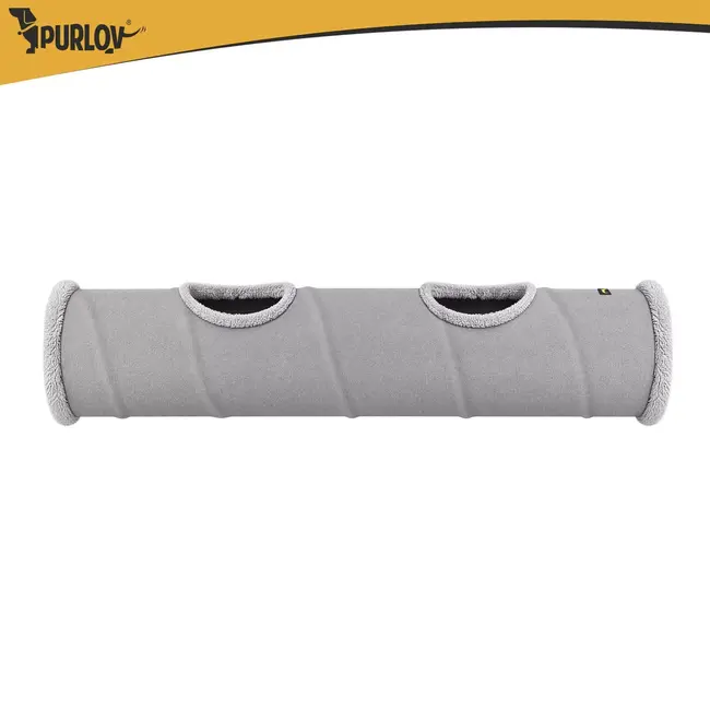 Purlov Kattentunnel 120 x 25 cm - Met 2 zijopeningen, ritselstof en hangend pluche speelballetje