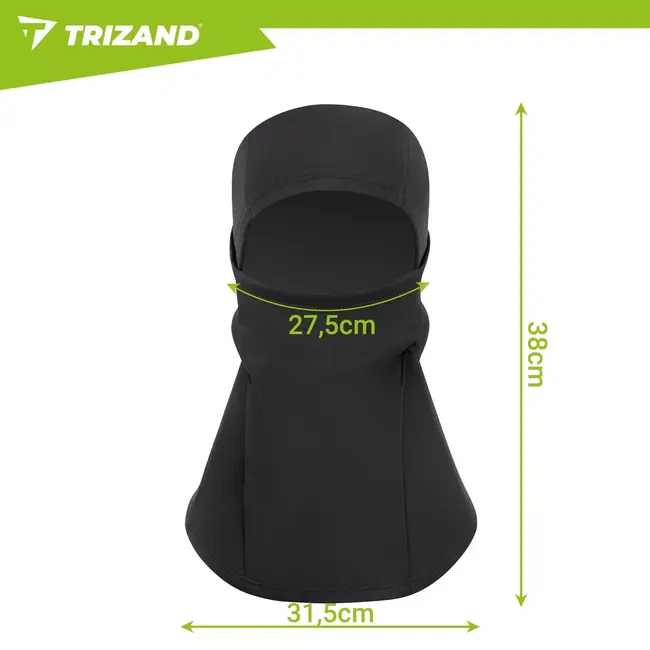 Trizand Bivakmuts zwart - Flexibel polyester voor fietsen, motorrijden en wintersport - One size