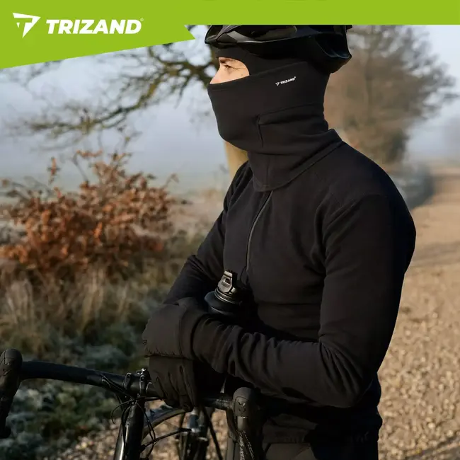 Trizand Bivakmuts zwart - Flexibel polyester voor fietsen, motorrijden en wintersport - One size