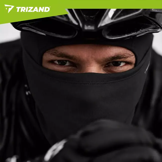 Trizand Bivakmuts zwart - Flexibel polyester voor fietsen, motorrijden en wintersport - One size