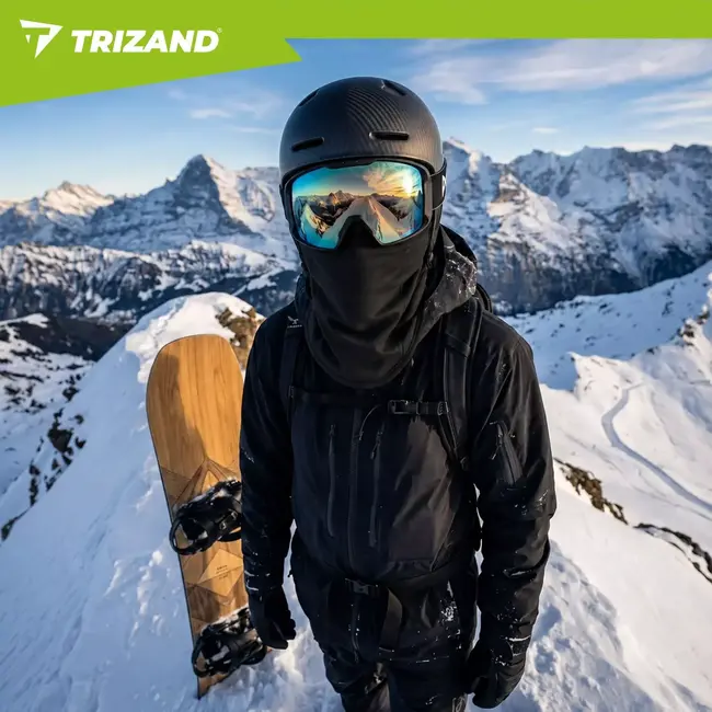 Trizand Bivakmuts zwart - Flexibel polyester voor fietsen, motorrijden en wintersport - One size