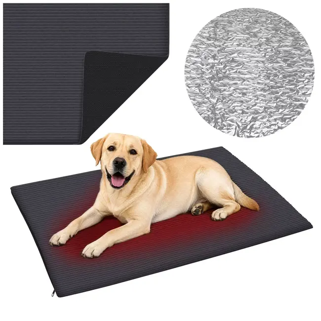 Trizand Warmte-isolerende hondenmat 100 x 70 cm - Zonder stroom, met antisliponderkant - Grijs