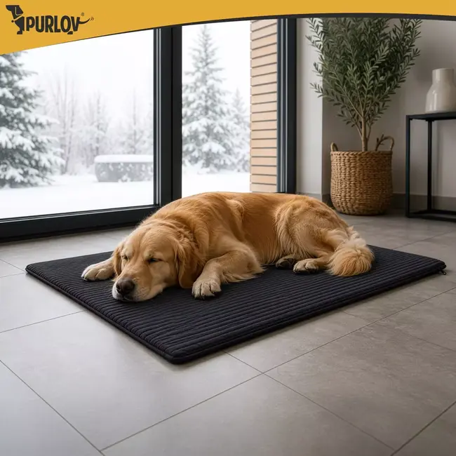 Trizand Warmte-isolerende hondenmat 100 x 70 cm - Zonder stroom, met antisliponderkant - Grijs