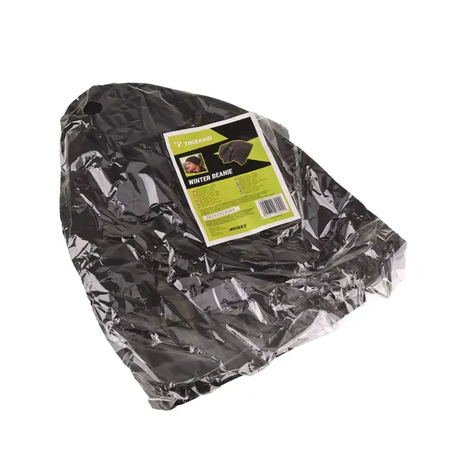 Trizand Wintermuts zwart met fleecevoering - Elastische beanie voor dames en heren, one size