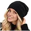 Trizand Wintermuts zwart met fleecevoering - Elastische beanie voor dames en heren, one size