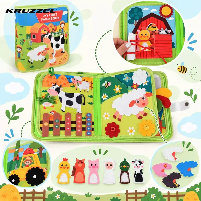 Kruzzel Montessori activiteitenboek boerderij - 10 pagina's met 20 activiteiten, vanaf 2 jaar
