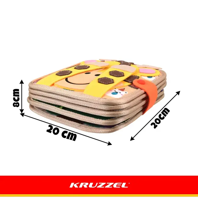Kruzzel Montessori activiteitenboek giraffe - Zacht vilten speelboek met beweegbare onderdelen - 2+