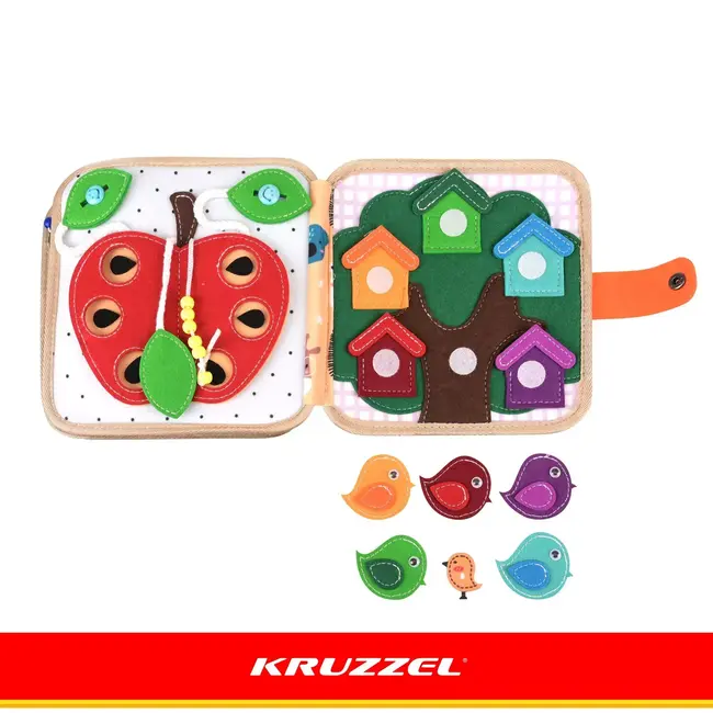 Kruzzel Montessori activiteitenboek giraffe - Zacht vilten speelboek met beweegbare onderdelen - 2+