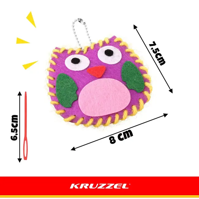 Kruzzel Naaiset kinderen - 12 vilten dieren als sleutelhangers maken met eenvoudige naaisteken
