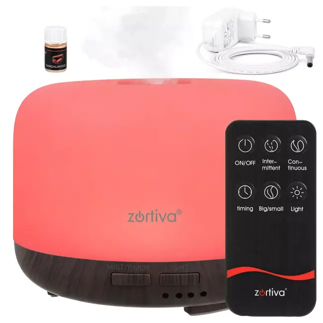 Zortiva Ultrasone luchtbevochtiger 300 ml - Geurverspreider met LED, timer en afstandsbediening