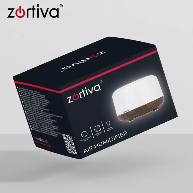 Zortiva Ultrasone luchtbevochtiger 300 ml - Geurverspreider met LED, timer en afstandsbediening
