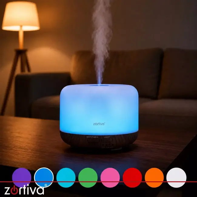 Zortiva Ultrasone luchtbevochtiger 300 ml - Geurverspreider met LED, timer en afstandsbediening