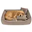 Purlov Hondenmand 70 x 50 cm - Beige honden- en kattenbed met opstaande randen en 2 zachte kussens