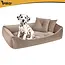 Purlov Hondenmand 70 x 50 cm - Beige honden- en kattenbed met opstaande randen en 2 zachte kussens