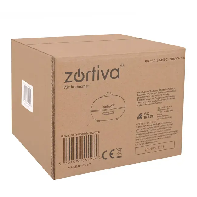 Zortiva Ultrasone luchtbevochtiger 400 ml - Geurverspreider met LED, timer en afstandsbediening