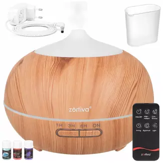 Zortiva Ultrasone luchtbevochtiger 400 ml - Geurverspreider met LED, timer en afstandsbediening