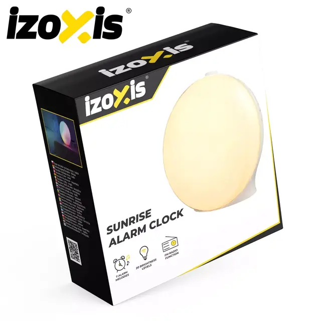 Izoxis Lichtwekker met zonsopgangsimulatie, FM-radio, 2 alarmen en 7 verschillende wekgeluiden