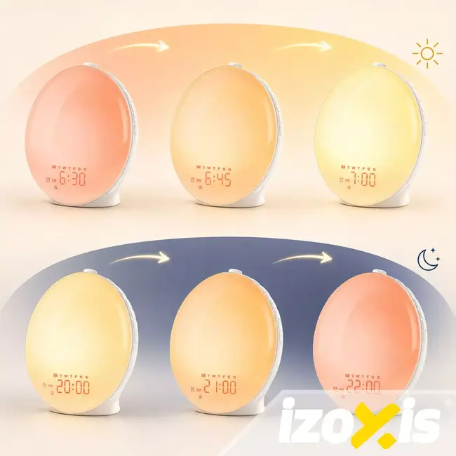 Izoxis Lichtwekker met zonsopgangsimulatie, FM-radio, 2 alarmen en 7 verschillende wekgeluiden