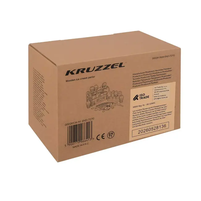 Kruzzel Houten ijssalon 33-delig met ijsjes, speelgoedgeld en accessoires voor creatief winkelspel