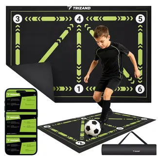 Trizand Voetbaltrainingsmat 60 x 90 cm met markeringen, antislip en tas voor techniektraining