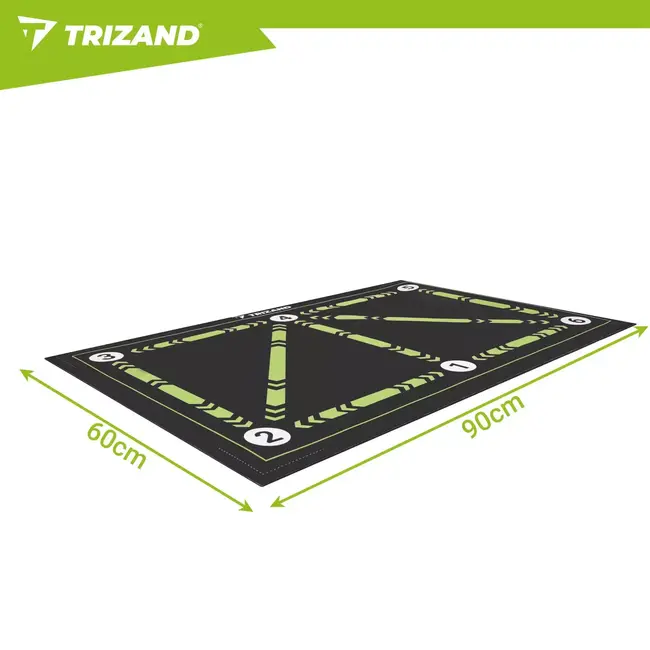 Trizand Voetbaltrainingsmat 60 x 90 cm met markeringen, antislip en tas voor techniektraining
