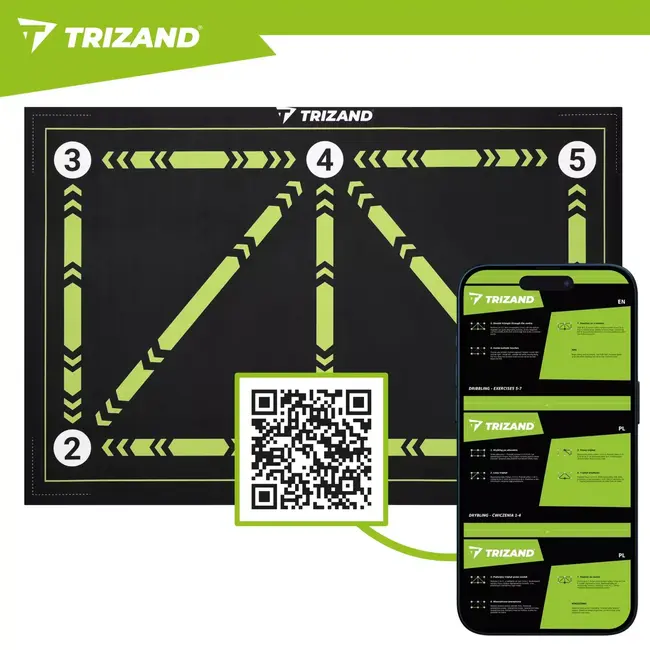Trizand Voetbaltrainingsmat 60 x 90 cm met markeringen, antislip en tas voor techniektraining