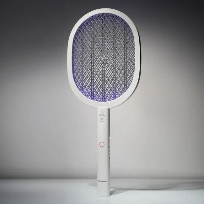 TIROSS Elektrische vliegenmepper 2-in-1 met led-loklicht en 1200 mAh