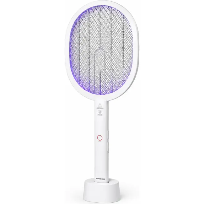 TIROSS Elektrische vliegenmepper 2-in-1 met led-loklicht en 1200 mAh