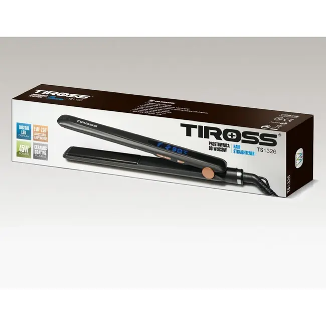 TIROSS Stijltang 45 W met LCD-display en keramische platen 150-230 °C