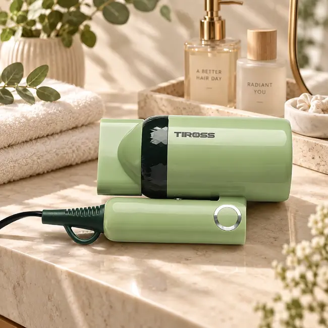 TIROSS Mini föhn 1200 W met inklapbare handgreep in groen of roze